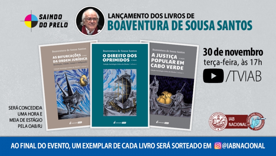 Boaventura de Sousa Santos lança três livros no canal TVIAB, na terça-feira  